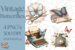 Vintage Butterfly PNG Clipart, Fairytale Cottagecore Images Product Image 1
