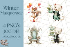 Winter Animal Masquerade Clipart PNG Woodland Animals Product Image 1
