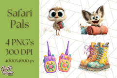 Cute Safari Animal Clipart with Jungle Accessories Png Product Image 1