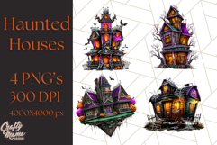Haunted Houses Clipart PNG, Spooky Halloween Homes Product Image 1