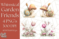 Whimsical Garden Friends Clipart PNG, Animal PNG Product Image 1