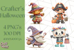 Kawaii Halloween Clipart Cute Kids and Candy Elements Png Product Image 1