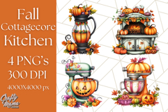 Fall Cottagecore Kitchen Clipart, Cozy Autumn Kitchen PNG Product Image 1