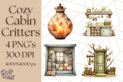 Cozy Cabin Critters Clipart PNG, Fall Animal Png Product Image 1