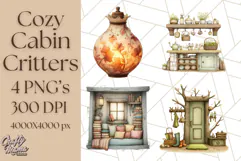 Cozy Cabin Critters Clipart PNG, Fall Animal Png Product Image 1