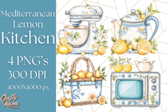 Mediterranean Cottagecore Kitchen PNG Clipart with Lemons Product Image 1