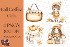 Pumpkin Spice Chibi Girls, Fall Accessories PNG, Cozy Autumn Product Image 1