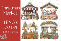 Cozy Christmas Market Stall Clipart PNG, Holiday Art Png Product Image 1