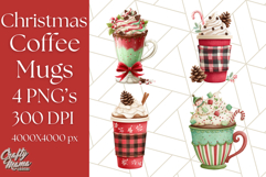 Christmas Coffee Mugs Clipart PNG Festive Cups Product Image 1