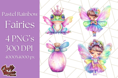 Pastel Fairy Clip Art PNG With Glitter, Rainbow Fairy Png Product Image 1