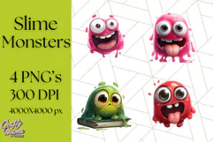 Slime Monster Clipart, Colorful Goo Graphics Png Product Image 1