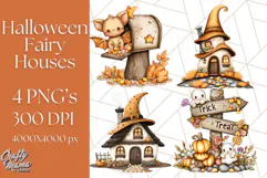 Halloween Fairy House Clipart PNG, Spooky Cottage Art Product Image 1
