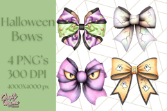 Muted Halloween Bow Clipart, Fall Ribbon PNG Autumn Hair Bow Product Image 1