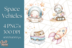 Kawaii Space Vehicles Clipart PNG, Cute Sci-Fi Tech Clip Art Product Image 1