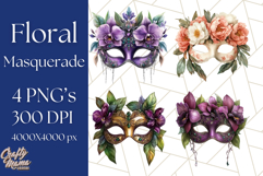 Vintage Garden Masquerade Floral Eye Mask PNG Clipart Product Image 1