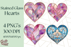 Stained Glass Heart PNG Clipart in Pastel and Bright Colors Product Image 1