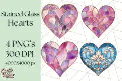 Stained Glass Heart PNG Clipart in Pastel and Bright Colors Product Image 1