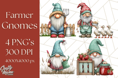 Farmer Gnome Clipart, Cute Farm Gnomes PNG Illustrations Product Image 1