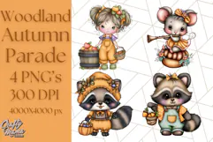 Woodland Autumn Parade Clipart PNG Fall Animals Product Image 1