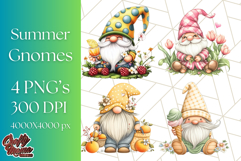 Summer Garden Gnomes Clipart PNG, Summer Country Gnomes Png Product Image 1