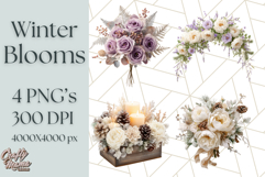 Whimsy Winter Florals Clipart PNG, Christmas Png Clipart Product Image 1