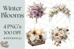 Whimsy Winter Florals Clipart PNG, Christmas Png Clipart Product Image 1