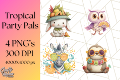 Tropical Fruit Party Animals PNG Clipart, Cute Summer Animal Product Image 1