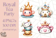 Princess Tea Party PNG Clipart with Teacups & Fancy Treats Product Image 1