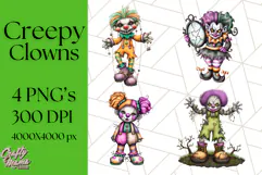 Creepy Clown Halloween PNG Clipart, Spooky Circus Art Product Image 1