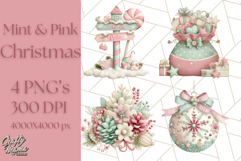 Pastel Christmas Clipart, Mint and Blush Holiday PNG Product Image 1