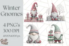 Cozy Winter Gnome Clipart PNG, Christmas Gnome Clip Art Product Image 1