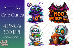 Spooky Café Cuties Halloween PNG Clipart, Holiday Elements Product Image 1