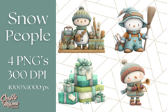 Snowman Family Clipart PNG Winter Holiday Art Product Image 1