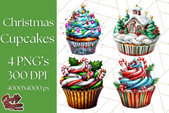 Christmas Cupcake PNG Clipart, Cute Food PNG, Holiday Treat Product Image 1