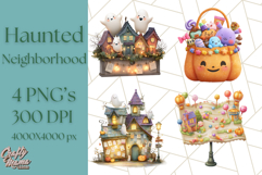 Halloween Neighborhood Clipart PNG for Trick or Treat Product Image 1