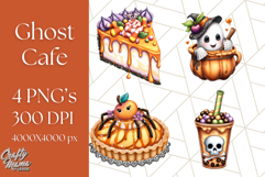 Ghost Café PNG Clipart, Cute Ghost Baristas Halloween Treats Product Image 1