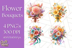 Pastel Flower Bouquet PNG Clipart, Elegant Floral Art Product Image 1