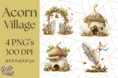 Acorn Village Clipart PNG, Fall Animal Png Product Image 1