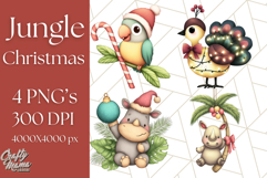 Safari Christmas PNG Clipart, Cute Jungle Animal Art Product Image 1