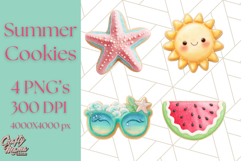 Summer Iced Cookie Clipart PNG, Cute Tropical Cookies Product Image 1