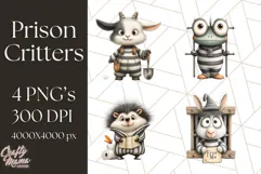 Cute Animals in Jail Clipart PNG, Funny Prisoner Critters Product Image 1
