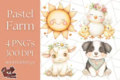 Pastel Farm Nursery PNG Clipart, Baby Animals And Elements Product Image 1
