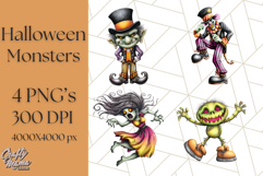 Halloween Monster Clipart PNG, Cute Spooky Characters Product Image 1