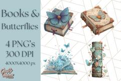Cottagecore Butterfly and Book PNG Clipart Reading Elements Product Image 1