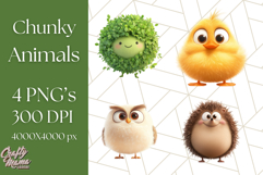 Chunky Kawaii Woodland Critters PNG Clipart, Cute Animals Product Image 1
