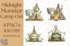 Midnight Monster Camp Out Clipart PNG, Halloween Png Product Image 1