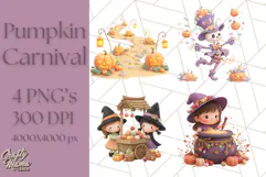 Creepy Carnival Halloween Clipart PNG with Hayride Art Product Image 1