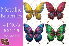 Metallic Butterfly Clipart PNG Clipart, Vibrant Butterfly Product Image 1