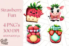 Strawberry Fruit PNG Clipart, Adorable Kawaii Characters Png Product Image 1