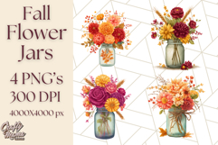 Fall Mason Jar Flowers PNG Clipart Product Image 1